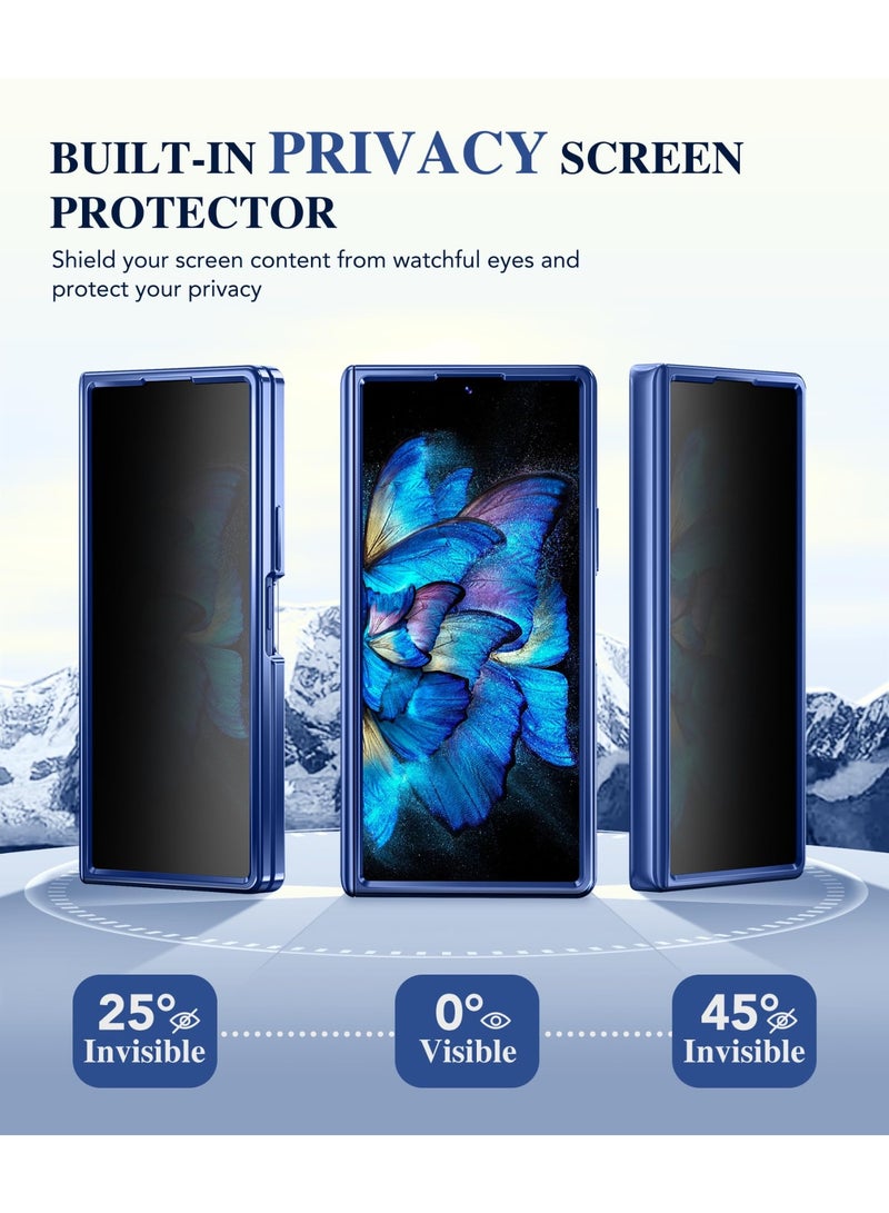 بيرفي جراب لهاتف سامسونج جالاكسي زد فولد 7 مزوّد بواقي شاشة خصوصية، متوافق مع MagSafe، مع حامل مخفي، تصميم شفاف مطلي، حماية كاملة للجهاز، نحيف، مقاوم للصدمات، جراب صلب لهاتف سامسونج جالاكسي زد فولد 7، أزرق. - Image 4